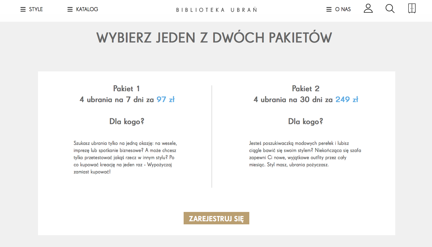 wypożyczalnia ubrań